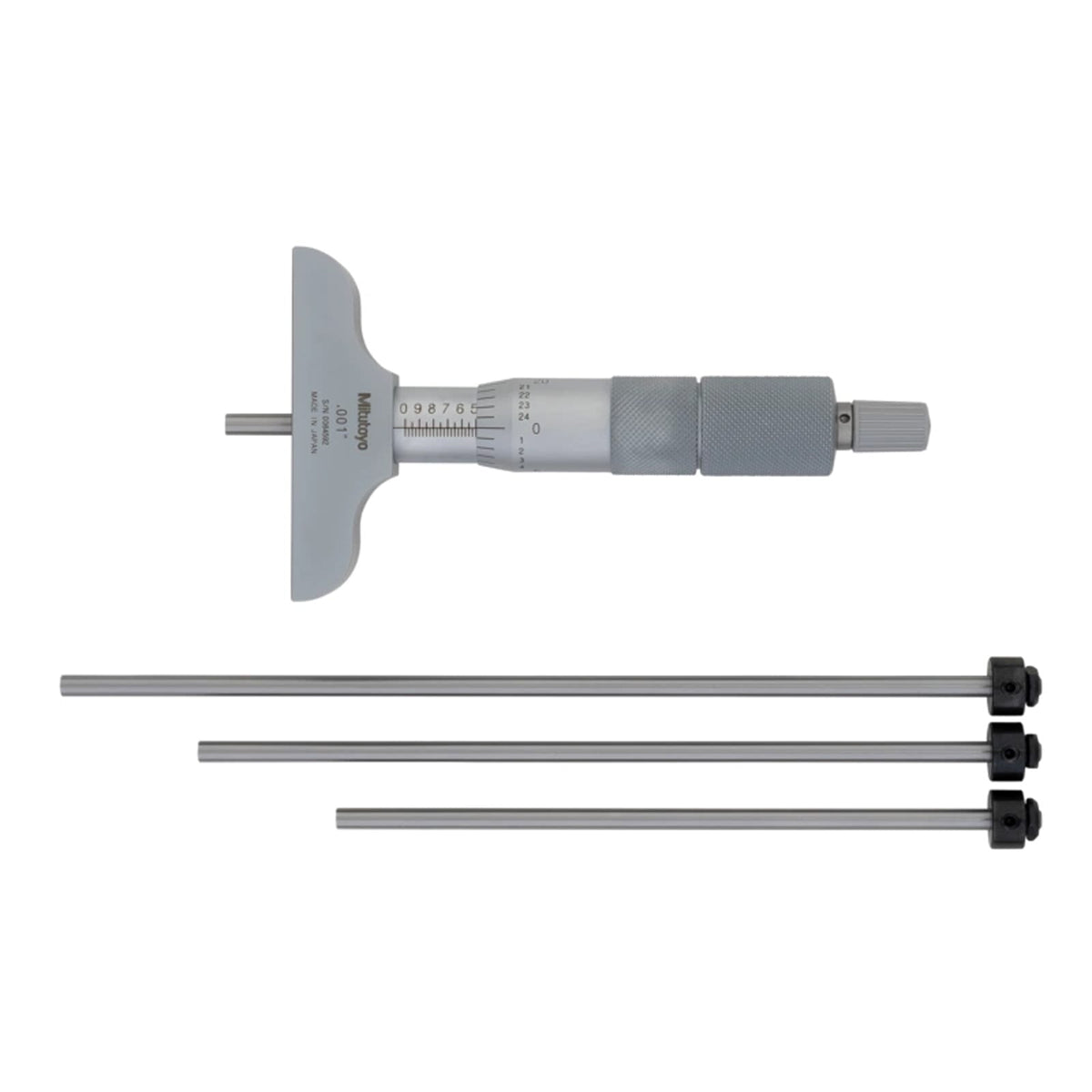 Mitutoyo 0 - 4" Depth Micrometer with 2.5" x .63" base