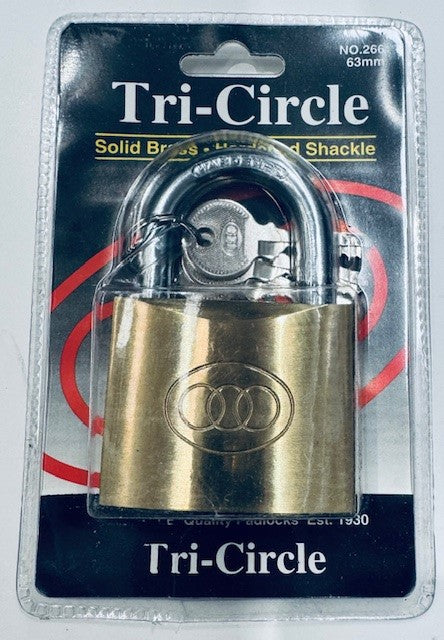 Tri-Circle Padlock Brass 63mm - Damaged Packaging