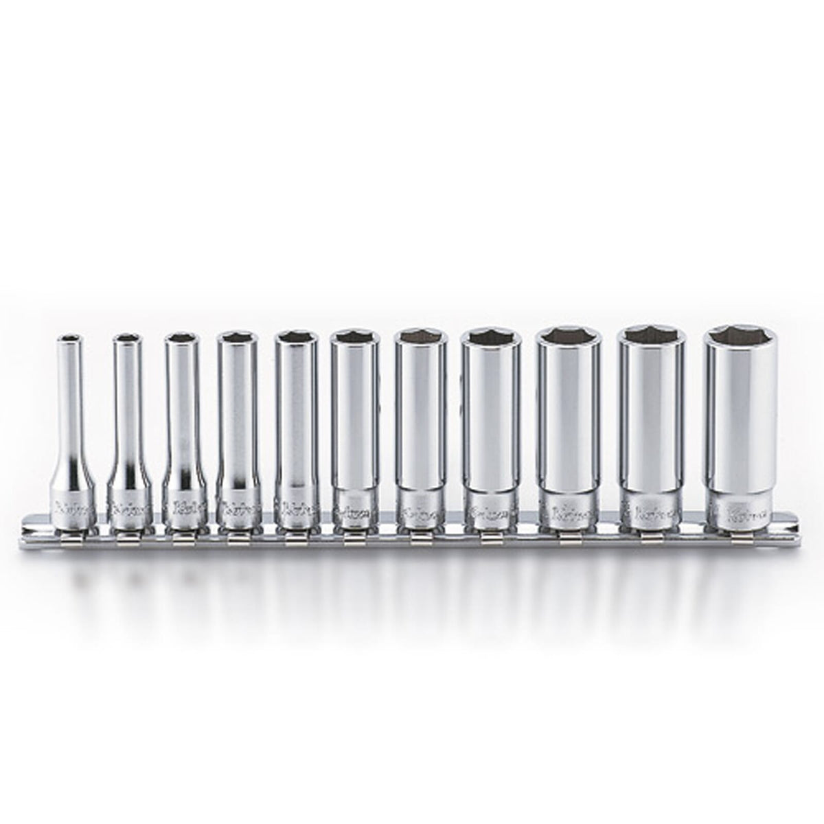 Koken RS2300M Deep Socket Set On Rail 6pt 12pc 1/4"Dr 4-14mm