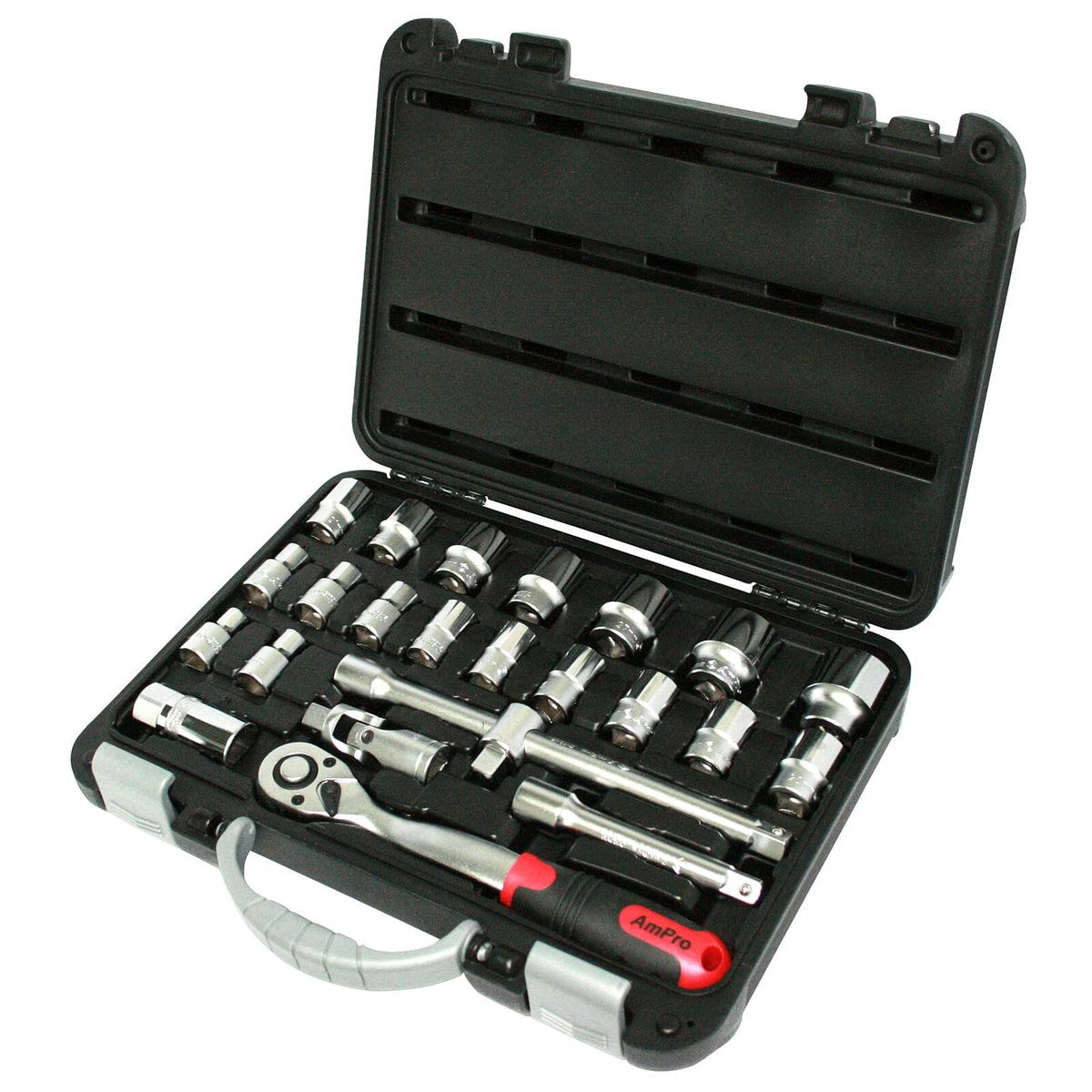 AmPro Socket Set 1/2" Dr 10-32mm 6pt 24pc (in Blowcase)
