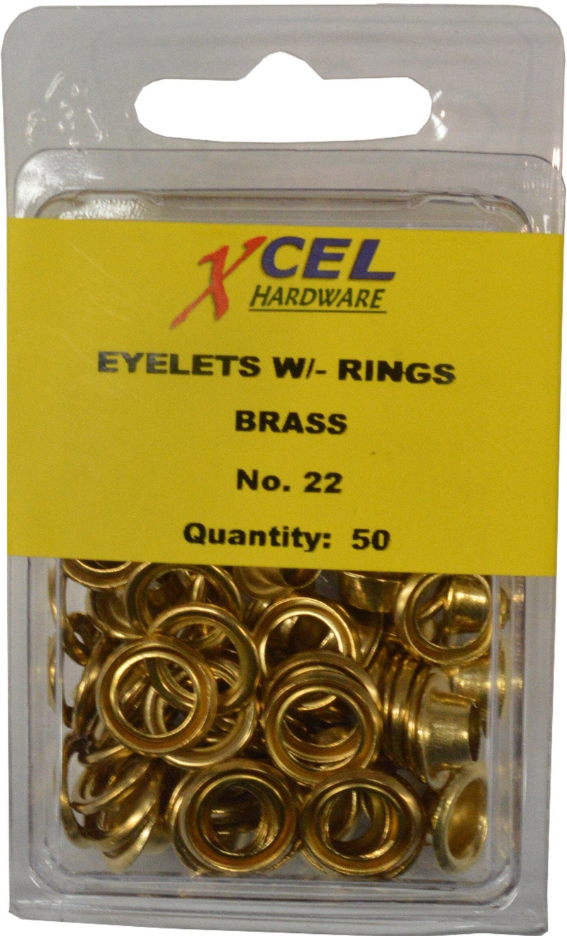 Xcel Eyelets - Brass with Rings 50-pce