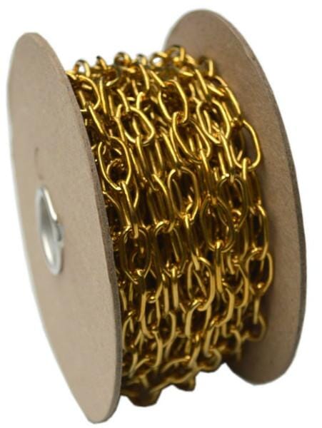 Hipkiss Oval Link Chain 10m Reel - Brass