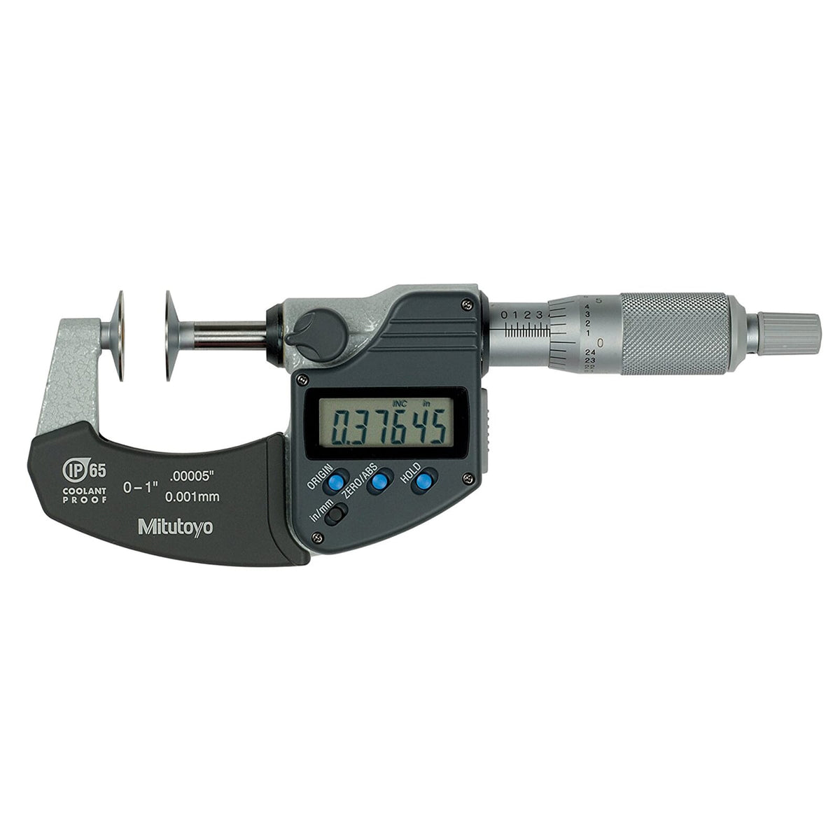 Mitutoyo Digimatic Disk Micrometer 1-2"/ 25-50mm x .00005"/0.001mm IP65 Coolant Proof