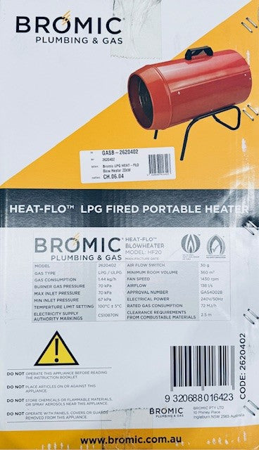 Bromic LPG HEAT-FLO Blow Heater 20kW - End of Line