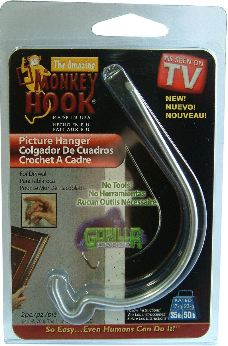 Monkey Monkey Hook Picture Hanger - Gorilla Grade Heavy Duty 2-pce