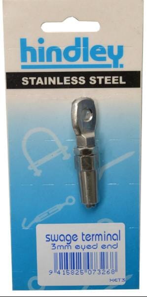 Hindley Wire Rope Swageless Terminal Eyed Stainless Steel 3mm Carded