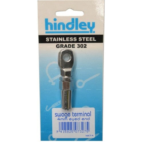 Hindley Wire Rope Swageless Terminal Eyed Stainless Steel 4mm Carded