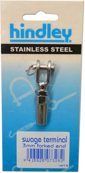 Hindley Wire Rope Swageless Terminal Forked Stainless Steel 3mm Carded