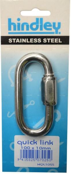 Hindley Karabiner Quicklink with Screw Lock Stainless Steel 100mm x 10mm Carded