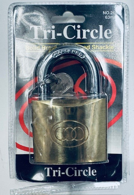 Tri-Circle Padlock Brass 63mm
