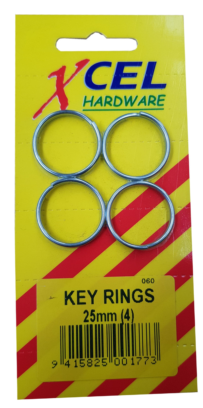 Xcel Key Rings - Spring Steel NP 4-pce 25mm Carded