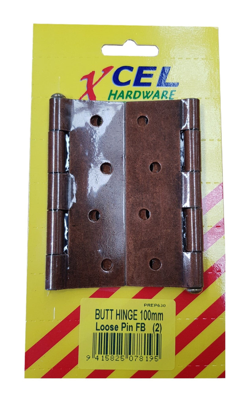 Xcel Butt Hinges - FB Loose Pin 2-pce 100mm Carded