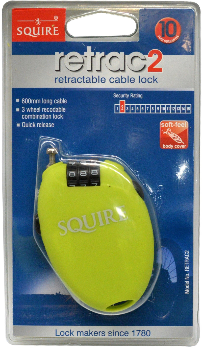 Squire Retractable Cable Lock 3-Wheel Combination 600mm