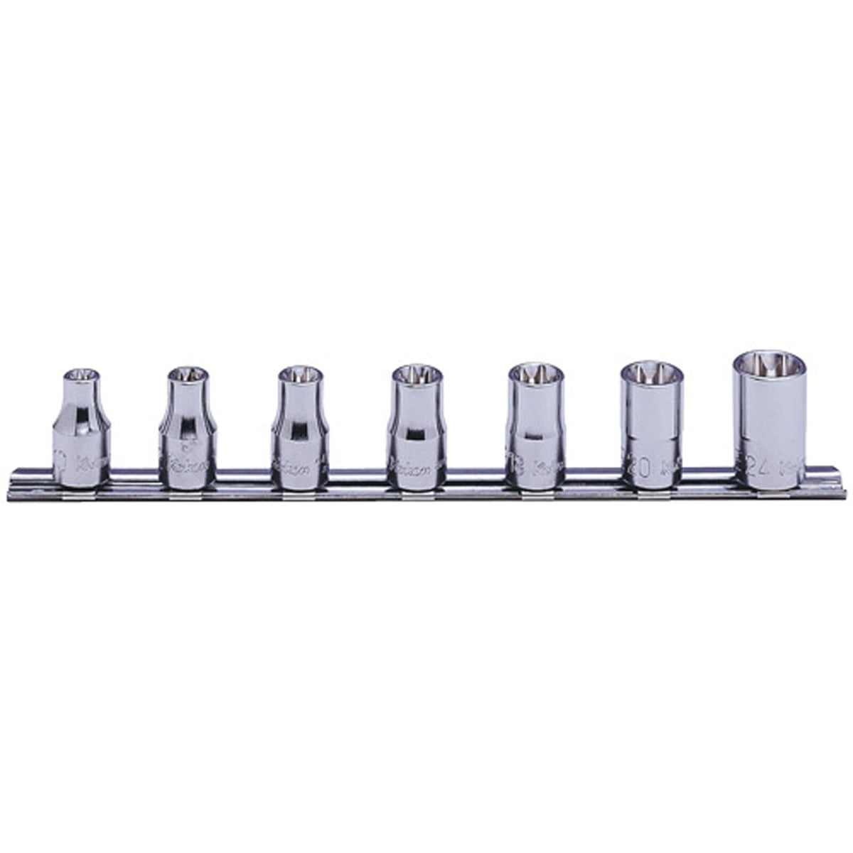 Koken RS4325 Internal Torx Deep Socket Set On Rail 7pc 1/2"Dr E10-E24